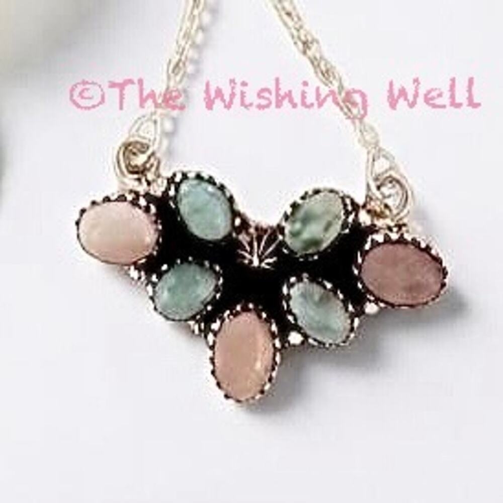 Larimar & Pink Opal Necklace | Sterling Silver 925 | OOAK | 16–18” Adjustable